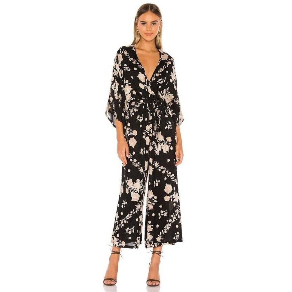 Jen's Pirate Booty Valencia Jumpsuit Obsidian Spanish Rose Floral